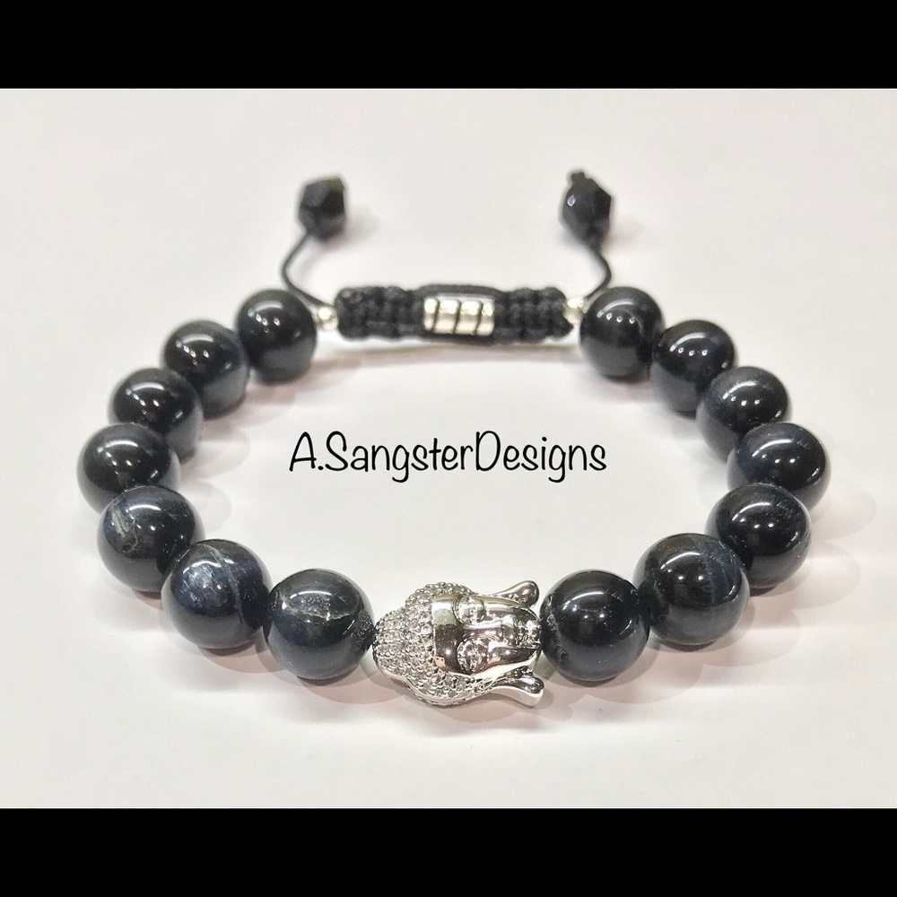 SOLD OUT - Men’s Blue Tiger's Eye Buddha Bracelet